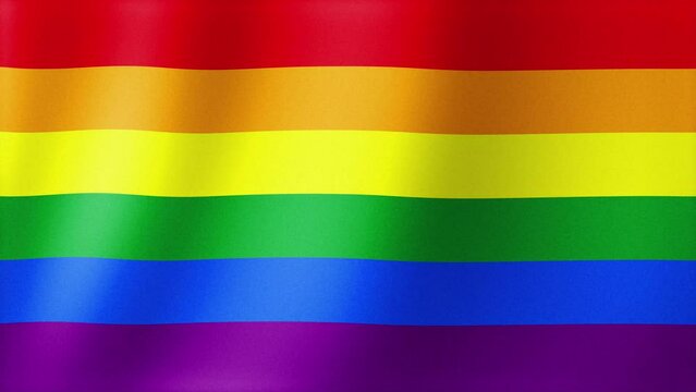 Looped bright flag of the LGBT community. Rainbow wavy silk colored background. Fabric texture. A symbol of gender equality for everyone. 4k, 60 fps, HD