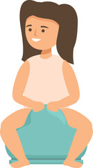 Vector illustration of a smiling cartoon woman sitting crosslegged on a yoga mat