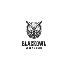Black owl logo vector illustration