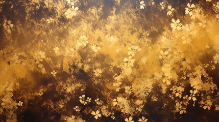 Luxury gold background nature floral theme with golden shining glowing glitter particles leaves, flowers .
