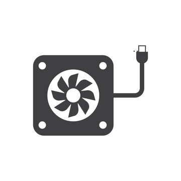 black computer fan with usb cable clip art preview