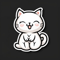  Cute Cat Sticker on Black Background