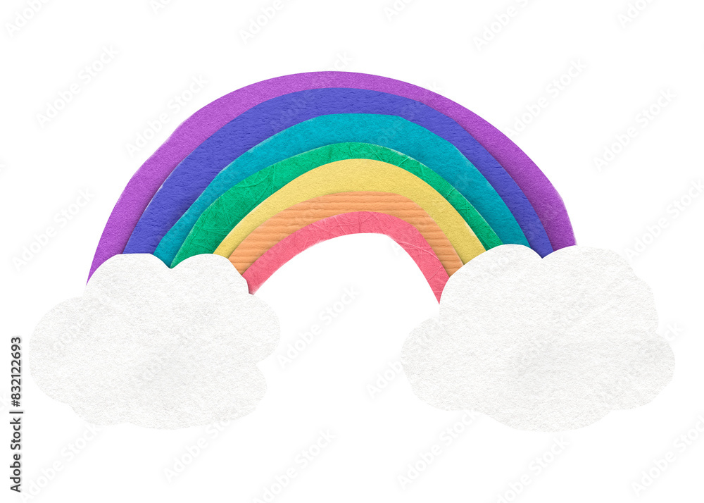 Sticker png rainbow sticker, paper craft design on transparent background