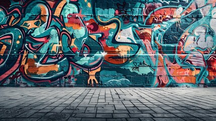 An abstract graffiti wall with a blend of pastel watercolor effects