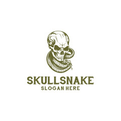 Skull snake logo vector illustration