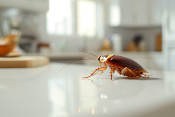 A cockroach on the kitchen table