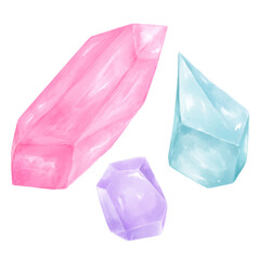 Fototapeta premium Aesthetic crystals png sticker, watercolor design in transparent background