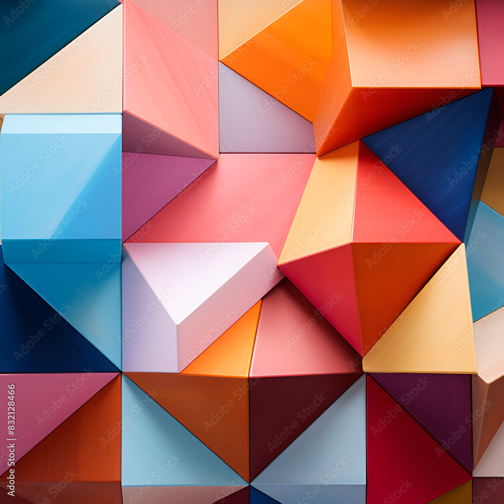 Poster colorful geometric shapes arranged in a pattern,