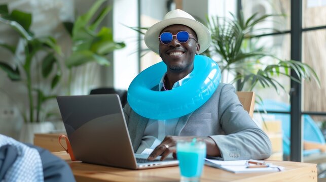 The businessman with vacation gear