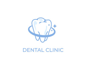 dental clinic tooth logo design vector illustration linear style