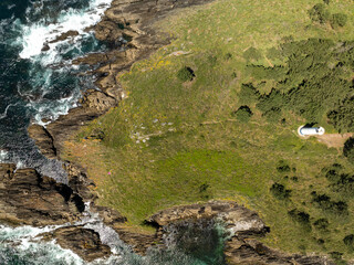 Cenital de los faros y la Costa Gallega