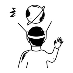 Easy to use doodle icon of virtual reality 