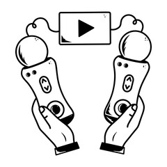 A hand drawn icon of vr controllers 