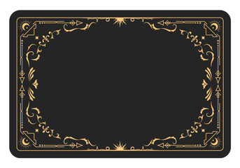 Ornate magic frame, reverse side of tarot cards, border with mystic ornament, astrology pattern banner, vector