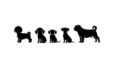 Puppies silhouette sets in black and white