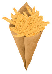 Fries in a bag png sticker, food illustration, transparent background