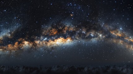 Naklejka premium A mesmerizing Milky Way galaxy stretching across the night sky, with countless stars illuminating the darkness