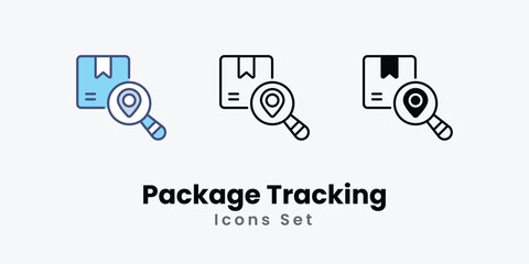 Package Tracking icons vector set stock illustration.