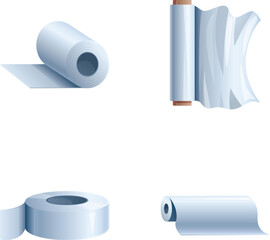 Collection of four detailed paper roll graphics on a white background