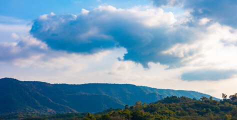 Stunning views of nature and mountains with colorful sunsets in a cloudy sky. Outdoor nature travel background. The world of beauty.
Natural panorama photography.