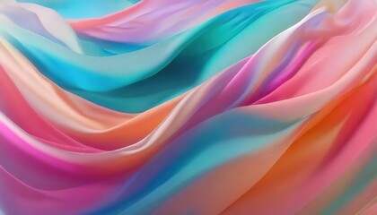Fototapeta premium A beautiful close-up of colorful silk fabric, with shades of pink, blue, and purple, creating a soft and elegant texture.