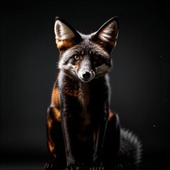 Black red fox portrait. Generative Ai