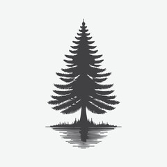 Fototapeta premium Majestic Pine Tree Silhouette, A Timeless Symbol of Nature's Beauty