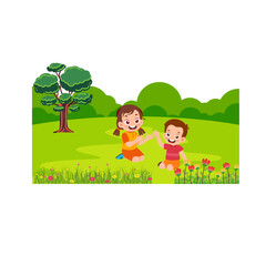 Naklejka premium children on a park 