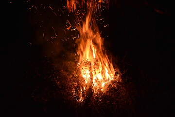 Fire burning in a fireplace