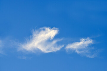 Light and fluffy clouds in the blue sky