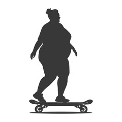 Obraz premium silhouette fat woman riding hoverboard full body black color only