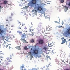 Fototapeta premium Watercolor Floral Paper - Floral Background for Card Designs - Colorful Flower Pattern - Watercolor Style Flower Texture Illustration