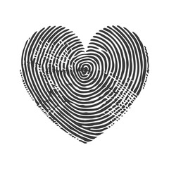 silhouette finger print love heart shape black color only