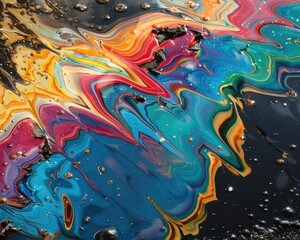 Oil spill with colorful reflections