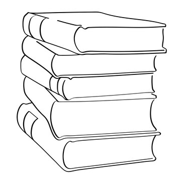 recommend clip art: Book stack png line art, transparent background