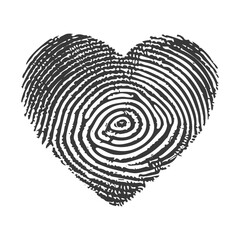 silhouette finger print love heart shape black color only