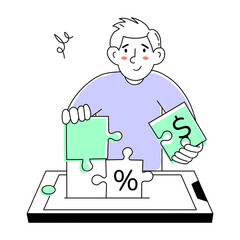 Grab this doodle mini illustration of business solutions 