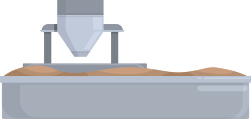 Detailed vector graphic of a 3d printer creating objects from sand, showcasing modern manufacturing technology