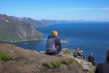 Norway Woman Somit Reinebringen Trail Head Trap.