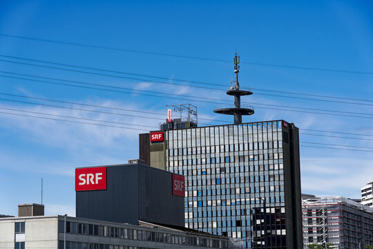 Headquarters of national Swiss radio and television SRF at Swiss City of Z&uuml;rich on a sunny spring day. Photo taken May 29th, 2024, Zurich, Switzerland.