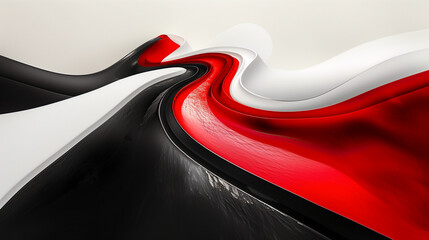 A dynamic abstract background featuring flowing red waves, creating a sense of movement and energy.