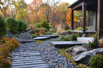 Fototapeta premium Minimalist Landscaping with Xeriscaping and Native Plants