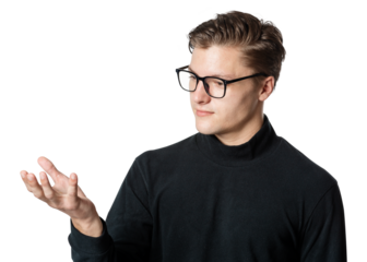 Man looking at hand png