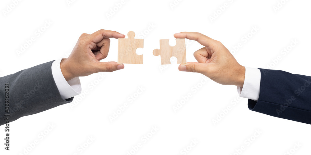 Wall mural Png Hands holding puzzle mockup business problem solving concept