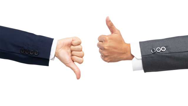 Png Thumbs up down hands mockup agree and disagree gesture