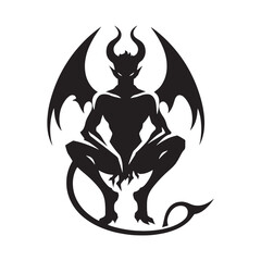 Stylized demon silhouette in a minimalist design, perfect for modern artwork - minimalist demon vector
