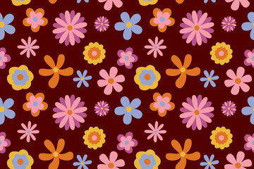 flower floral vintage seamless pattern. This is a retro flower repeat vector illustration. Design for decorative, wallpaper, shirts, clothing, tablecloths, blankets, wrapping, texture, textile,    