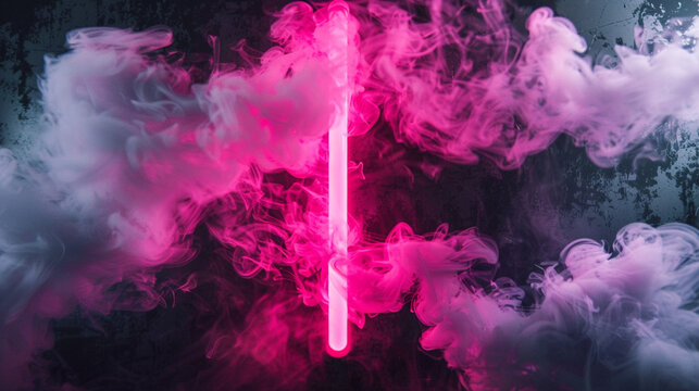 Bold magenta neon through dark gray smoke offers a chic and sophisticated event setting,