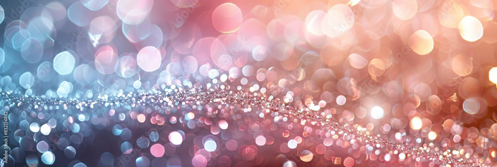 Poster abstract bokeh light background with soft blue and orange tones creating a dreamy and ethereal atmos