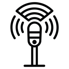 Solid color outline Wireless microphone thin line icon vector